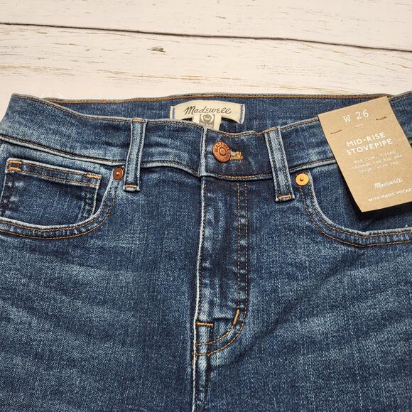 Madewell Stovepipe Jeans Dark Deming Wash Mid Rise Slim Straight Stretch 26 - Picture 5 of 11